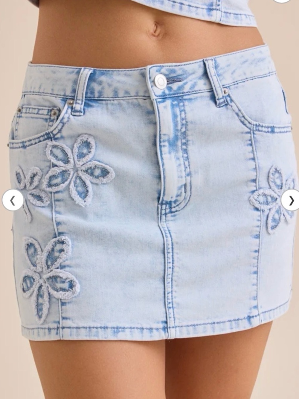 New Altard State Skirt Size M Flowers Blue Denim Mini, $68 - Picture 3 of 10